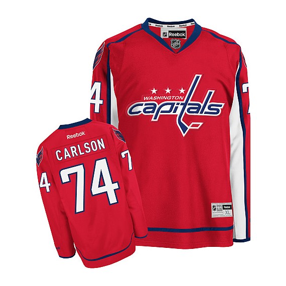 Washington Capitals John Carlson Official Red Reebok Authentic Adult Home NHL Hockey Jersey