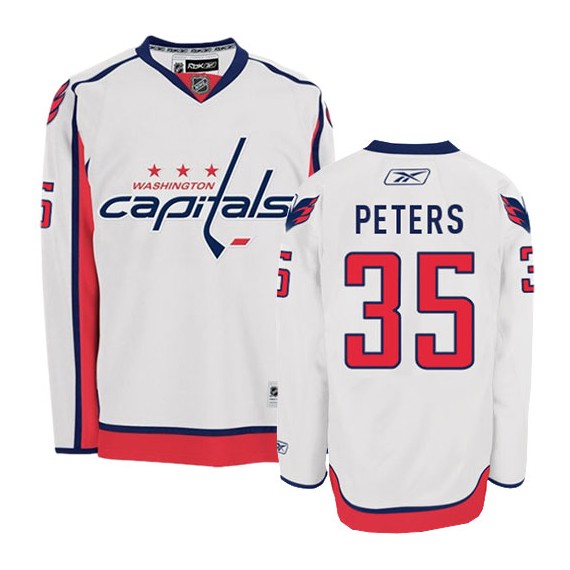 Washington Capitals Justin Peters Official White Reebok Authentic Adult Away NHL Hockey Jersey
