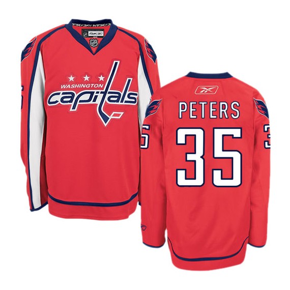Washington Capitals Justin Peters Official Red Reebok Premier Adult Home NHL Hockey Jersey