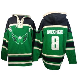 Washington Capitals Alex Ovechkin Official Green Old Time Hockey Authentic Adult St. Patrick's Day McNary Lace Hoodie Jersey