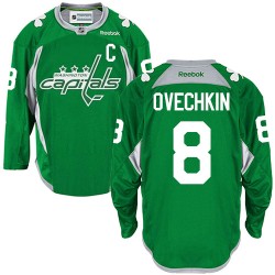 Washington Capitals Alex Ovechkin Official Green Reebok Authentic Adult St. Patrick's Day Practice NHL Hockey Jersey