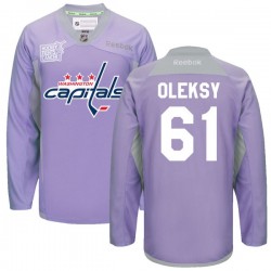 Washington Capitals Steve Oleksy Official Purple Reebok Authentic Adult 2016 Hockey Fights Cancer Practice Jersey