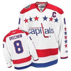 Washington Capitals Alex Ovechkin Official White Reebok Authentic Adult Third NHL Hockey Jersey