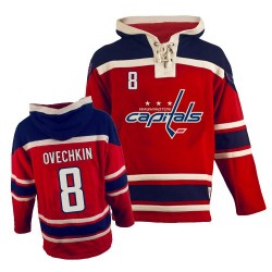 Washington Capitals Alex Ovechkin Official Red Old Time Hockey Premier Adult Sawyer Hooded Sweatshirt Jersey