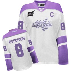 Washington Capitals Alex Ovechkin Official White/Purple Reebok Authentic Women's Thanksgiving NHL Hockey Jersey