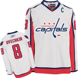 Washington Capitals Alex Ovechkin Official White Reebok Authentic Youth Away NHL Hockey Jersey