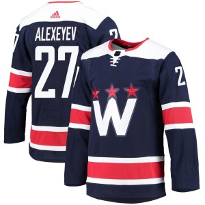 Washington Capitals Alexander Alexeyev Official Navy Adidas Authentic Adult 2020/21 Alternate Primegreen Pro NHL Hockey Jersey