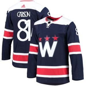Washington Capitals Adam Carlson Official Navy Adidas Authentic Adult 2020/21 Alternate Primegreen Pro NHL Hockey Jersey