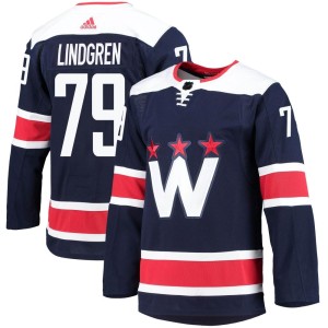 Washington Capitals Charlie Lindgren Official Navy Adidas Authentic Adult 2020/21 Alternate Primegreen Pro NHL Hockey Jersey