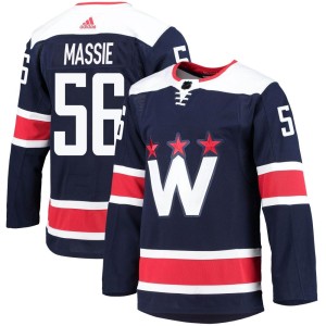 Washington Capitals Jake Massie Official Navy Adidas Authentic Adult 2020/21 Alternate Primegreen Pro NHL Hockey Jersey