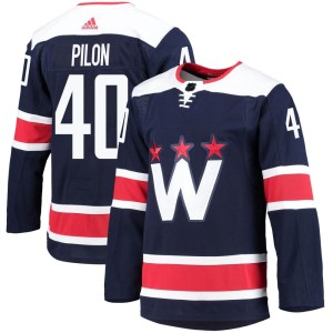 Washington Capitals Garrett Pilon Official Navy Adidas Authentic Adult 2020/21 Alternate Primegreen Pro NHL Hockey Jersey