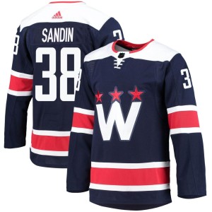 Washington Capitals Rasmus Sandin Official Navy Adidas Authentic Adult 2020/21 Alternate Primegreen Pro NHL Hockey Jersey
