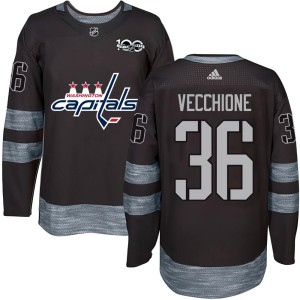 Washington Capitals Mike Vecchione Official Black Authentic Adult 1917-2017 100th Anniversary NHL Hockey Jersey