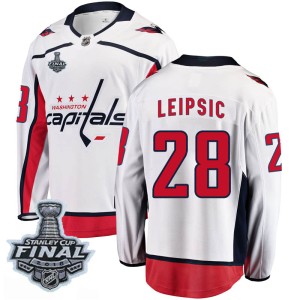 Washington Capitals Brendan Leipsic Official White Fanatics Branded Breakaway Youth Away 2018 Stanley Cup Final Patch NHL Hockey