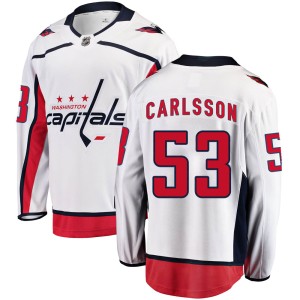 Washington Capitals Gabriel Carlsson Official White Fanatics Branded Breakaway Youth Away NHL Hockey Jersey
