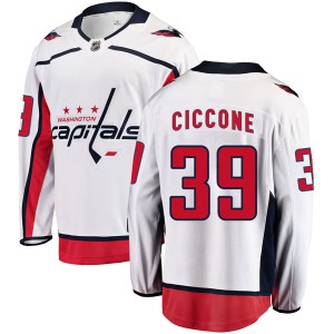 Washington Capitals Enrico Ciccone Official White Fanatics Branded Breakaway Youth Away NHL Hockey Jersey