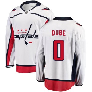 Washington Capitals Pierrick Dube Official White Fanatics Branded Breakaway Youth Away NHL Hockey Jersey