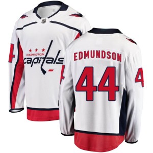 Washington Capitals Joel Edmundson Official White Fanatics Branded Breakaway Youth Away NHL Hockey Jersey
