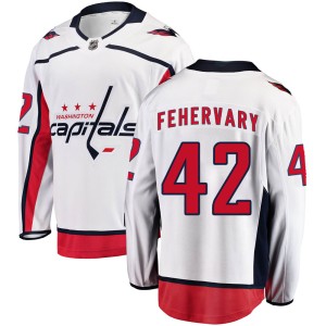 Washington Capitals Martin Fehervary Official White Fanatics Branded Breakaway Youth Away NHL Hockey Jersey