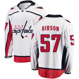 Washington Capitals Mitchell Gibson Official White Fanatics Branded Breakaway Youth Away NHL Hockey Jersey