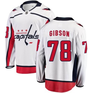 Washington Capitals Mitchell Gibson Official White Fanatics Branded Breakaway Youth Away NHL Hockey Jersey