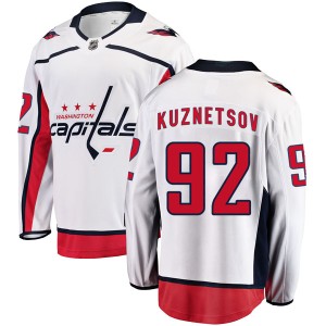 Washington Capitals Evgeny Kuznetsov Official White Fanatics Branded Breakaway Youth Away NHL Hockey Jersey