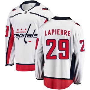 Washington Capitals Hendrix Lapierre Official White Fanatics Branded Breakaway Youth Away NHL Hockey Jersey