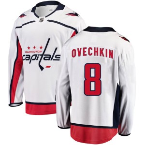 Washington Capitals Alex Ovechkin Official White Fanatics Branded Breakaway Youth Away NHL Hockey Jersey