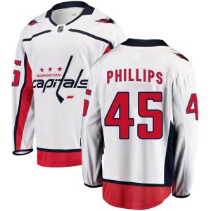 Washington Capitals Matthew Phillips Official White Fanatics Branded Breakaway Youth Away NHL Hockey Jersey
