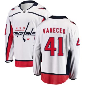 Washington Capitals Vitek Vanecek Official White Fanatics Branded Breakaway Youth Away NHL Hockey Jersey