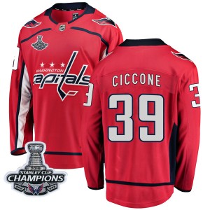 Washington Capitals Enrico Ciccone Official Red Fanatics Branded Breakaway Youth Home 2018 Stanley Cup Champions Patch NHL Hocke