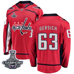 Washington Capitals Shane Gersich Official Red Fanatics Branded Breakaway Youth Home 2018 Stanley Cup Champions Patch NHL Hockey