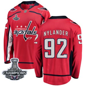 Washington Capitals Michael Nylander Official Red Fanatics Branded Breakaway Youth Home 2018 Stanley Cup Champions Patch NHL Hoc