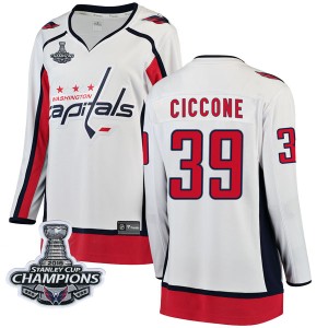 Washington Capitals Enrico Ciccone Official White Fanatics Branded Breakaway Women's Away 2018 Stanley Cup Champions Patch NHL H