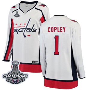 Washington Capitals Pheonix Copley Official White Fanatics Branded Breakaway Women's Away 2018 Stanley Cup Champions Patch NHL H