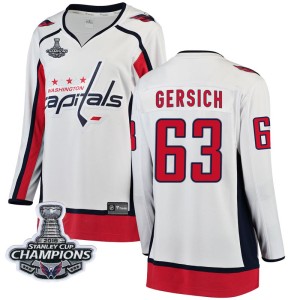 Washington Capitals Shane Gersich Official White Fanatics Branded Breakaway Women's Away 2018 Stanley Cup Champions Patch NHL Ho