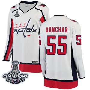 Washington Capitals Sergei Gonchar Official White Fanatics Branded Breakaway Women's Away 2018 Stanley Cup Champions Patch NHL H