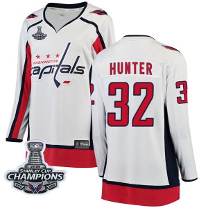 Washington Capitals Dale Hunter Official White Fanatics Branded Breakaway Women's Away 2018 Stanley Cup Champions Patch NHL Hock