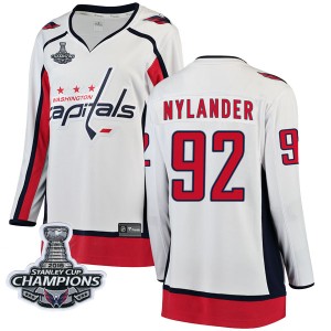 Washington Capitals Michael Nylander Official White Fanatics Branded Breakaway Women's Away 2018 Stanley Cup Champions Patch NHL