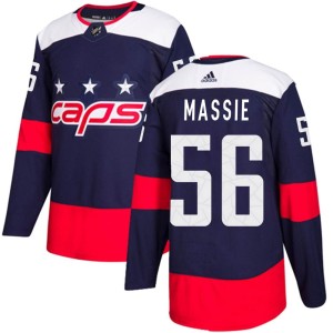 Washington Capitals Jake Massie Official Navy Blue Adidas Authentic Youth 2018 Stadium Series NHL Hockey Jersey