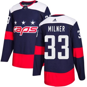 Washington Capitals Parker Milner Official Navy Blue Adidas Authentic Youth 2018 Stadium Series NHL Hockey Jersey