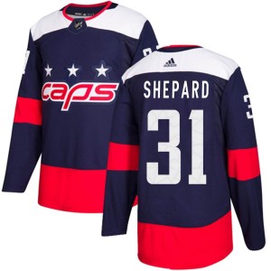 Washington Capitals Hunter Shepard Official Navy Blue Adidas Authentic Youth 2018 Stadium Series NHL Hockey Jersey