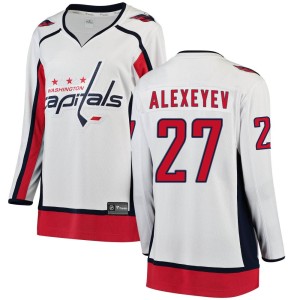 Washington Capitals Alexander Alexeyev Official White Fanatics Branded Breakaway Women's Away NHL Hockey Jersey