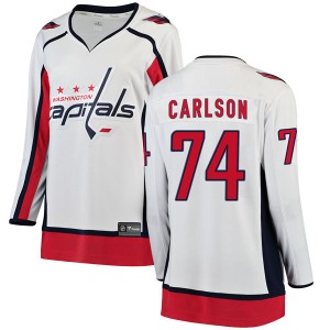 Washington Capitals John Carlson Official White Fanatics Branded Breakaway Women's Away NHL Hockey Jersey
