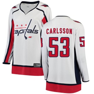 Washington Capitals Gabriel Carlsson Official White Fanatics Branded Breakaway Women's Away NHL Hockey Jersey