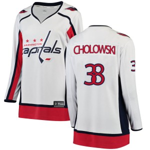 Washington Capitals Dennis Cholowski Official White Fanatics Branded Breakaway Women's Away NHL Hockey Jersey