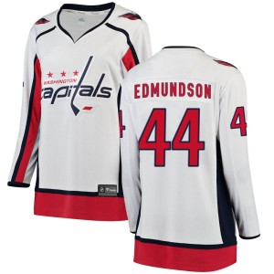 Washington Capitals Joel Edmundson Official White Fanatics Branded Breakaway Women's Away NHL Hockey Jersey