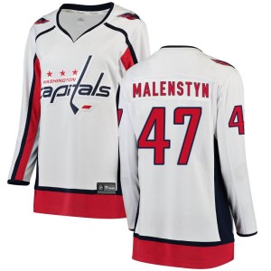 Washington Capitals Beck Malenstyn Official White Fanatics Branded Breakaway Women's Away NHL Hockey Jersey