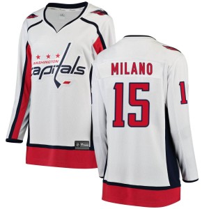 Washington Capitals Sonny Milano Official White Fanatics Branded Breakaway Women's Away NHL Hockey Jersey