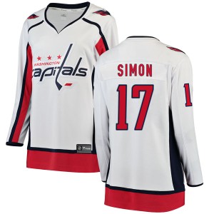 Washington Capitals Chris Simon Official White Fanatics Branded Breakaway Women's Away NHL Hockey Jersey
